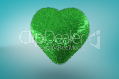 Deep green heart on blue background