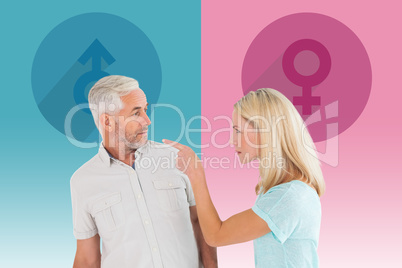 Composite image of unhappy couple having an argument