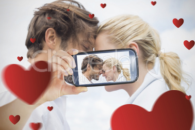 Couple taking Valentines selfie