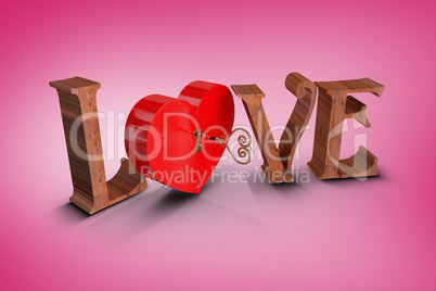 Composite image of love with lock and key