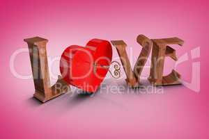 Composite image of love with lock and key