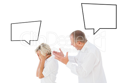 Composite image of angry man shouting at his partner