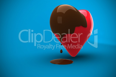 Composite image of heart dipped in chocolate