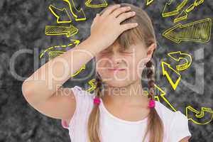 Composite image of little girl with headache