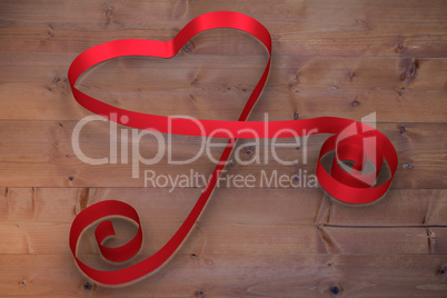 Large red ribbon in a heart shape