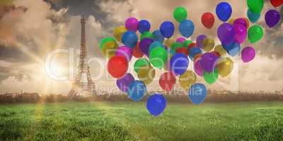 Composite image of colourful balloons