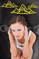 Composite image of woman with headache