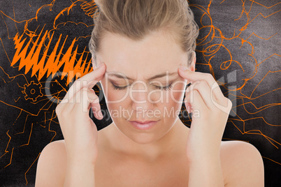 Composite image of woman with headache