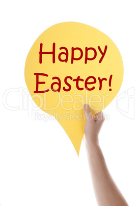 Yellow Speech Balloon With Happy Easter