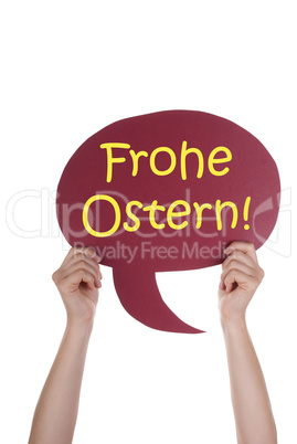 Red Speech Balloon With German Frohe Ostern Means Happy Easter