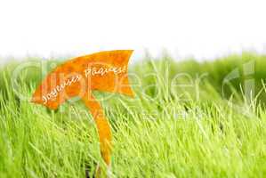 Label With French Joyeuses Paques Which Means Happy Easter On Green Grass
