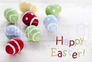 Many Colorful Easter Eggs With English Text Happy Easter