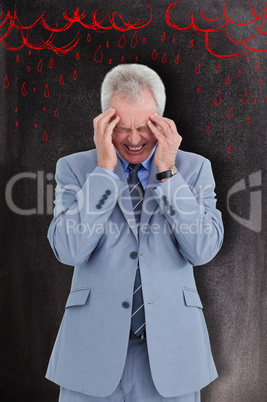 Composite image of man  with headache