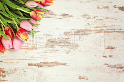 background with tulips and wood