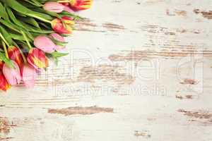 background with tulips and wood