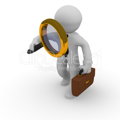 Business man with magnifying glass