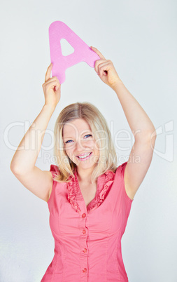 smiling business woman is holding a letter