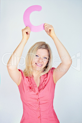 smiling business woman is holding a letter