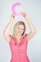 smiling business woman is holding a letter