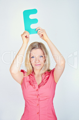 smiling business woman is holding a letter