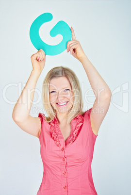 smiling business woman is holding a letter