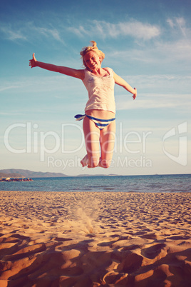 Summer holidays - jumping woman