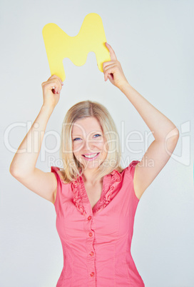 smiling business woman is holding a letter