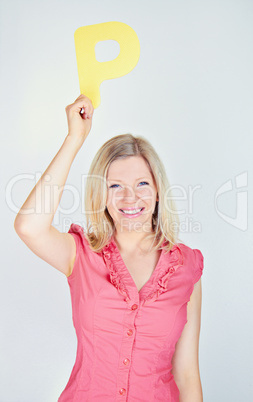 smiling business woman is holding a letter