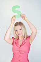 smiling business woman is holding a letter