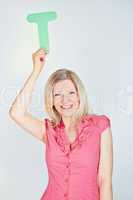 smiling business woman is holding a letter