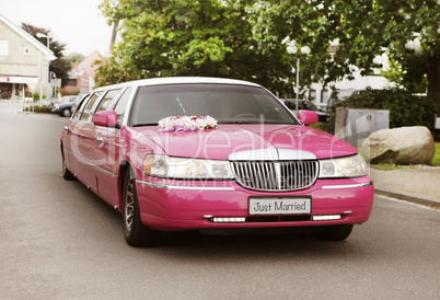 pinke hochzeitslimousine