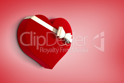 Composite image of heart shaped box of candy