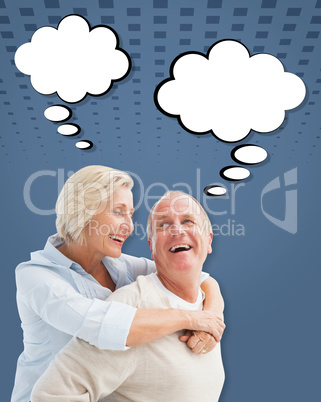 Composite image of happy mature couple smiling at each other