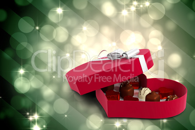 Red candy box with white ribbon