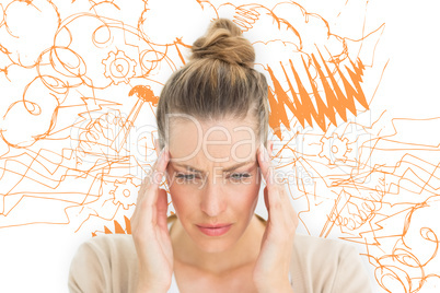 Composite image of woman with headache