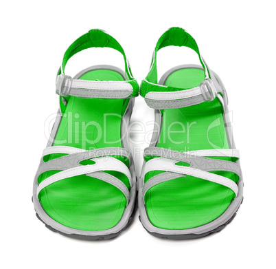 Pair of summer sandals. Front view.