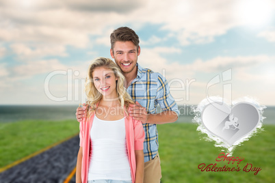 Composite image of attractive young couple smiling at camera