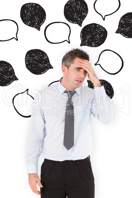 Composite image of man with headache