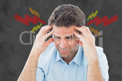 Composite image of man with headache