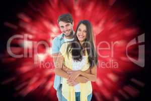 Composite image of happy casual couple smiling at camera
