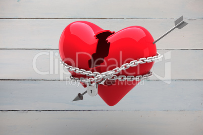 Composite image of locked heart