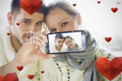 Couple taking Valentines selfie