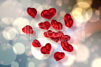 Composite image of heart balloons