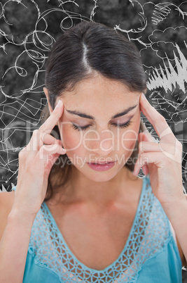 Composite image of woman with headache