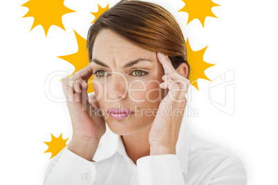 Composite image of woman with headache