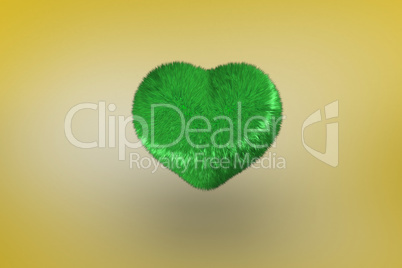 Deep green heart on yellow background