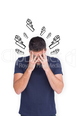 Composite image of man with headache