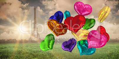 Composite image of heart balloons