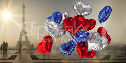 Composite image of heart balloons