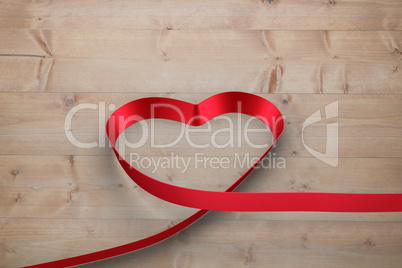 Large red ribbon in a heart shape Large red ribbon in a heart shape